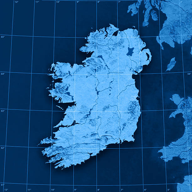 ireland topographic mapa - northern ireland imagens e fotografias de stock