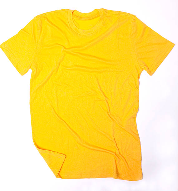 Blank Yellow T-Shirt Wrinkled stock photo