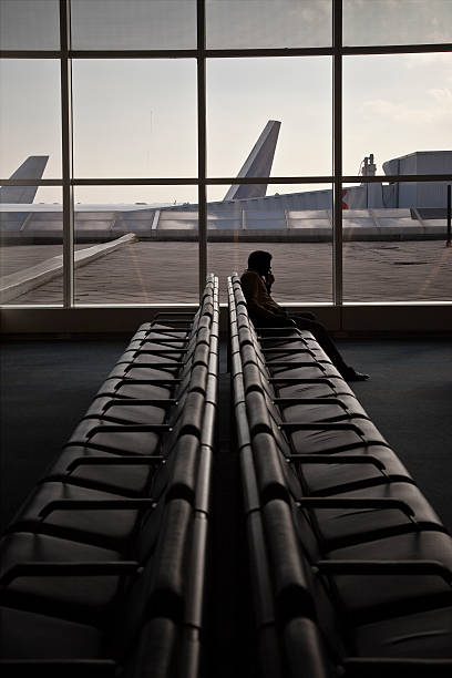 Wooden benches in a row