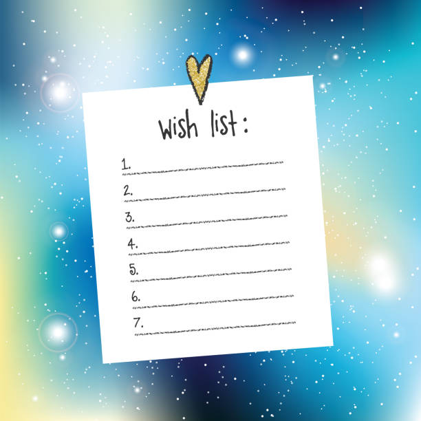 Wish list template. Universe background. vector art illustration