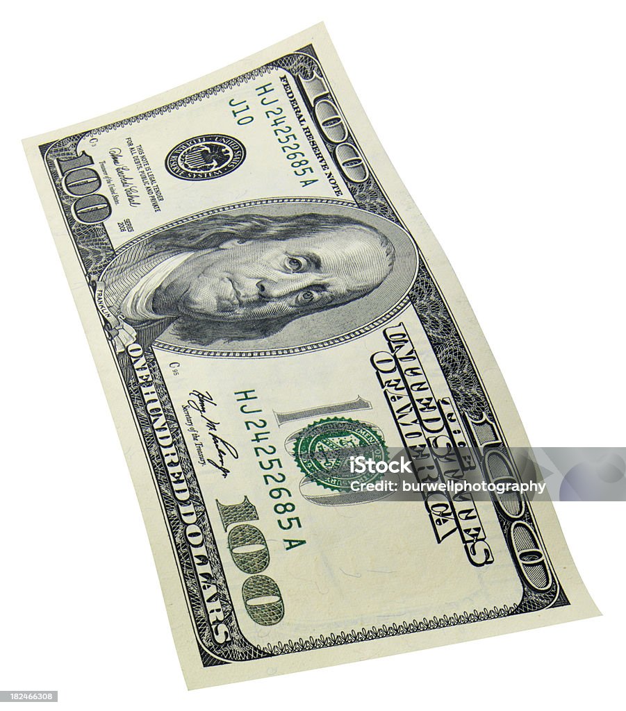 Billet de 100 dollars canadiens sur blanc - Photo de Affaires libre de droits