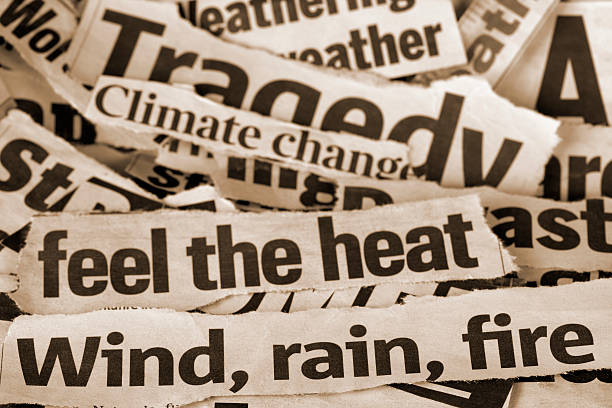 climate change headlines stock photo