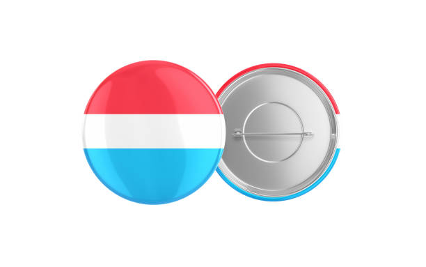 3d Render Luxembourg Flag Badge Pin Mocap, Front Back Clipping Path, It can be used for concepts such as Policy, Presentation, Election.