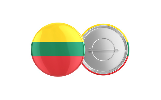 3d Render Lithuania Flag Badge Pin Mocap, Front Back Clipping Path, It can be used for concepts such as Policy, Presentation, Election.