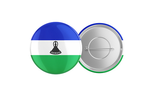 3d Render Lesotho Flag Badge Pin Mocap, Front Back Clipping Path, It can be used for concepts such as Policy, Presentation, Election.