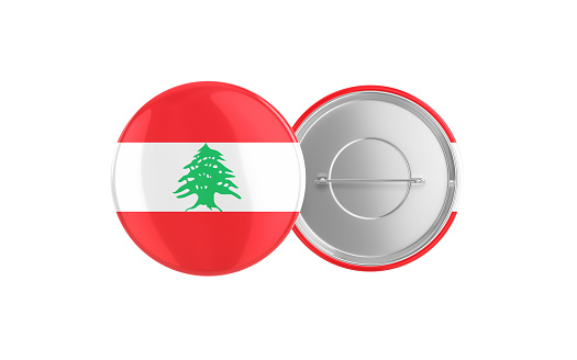 3d Render Lebanon Flag Badge Pin Mocap, Front Back Clipping Path, It can be used for concepts such as Policy, Presentation, Election.