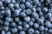 Full frame Close up Background Blueberries, Large Group of Objects