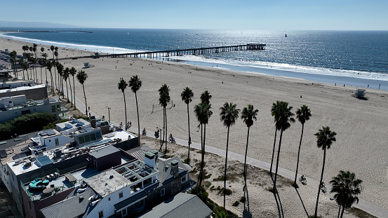 Venice Beach At Los Angeles In California United States. Paradisiac Beach Scenery. Seascape Landmark. Venice Beach At Los Angeles In California United States.