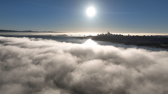 Foggy Morning At San Francisco In California United States. Megalopolis Downtown Cityscape. Business Travel. Foggy Morning At San Francisco In California United States.
