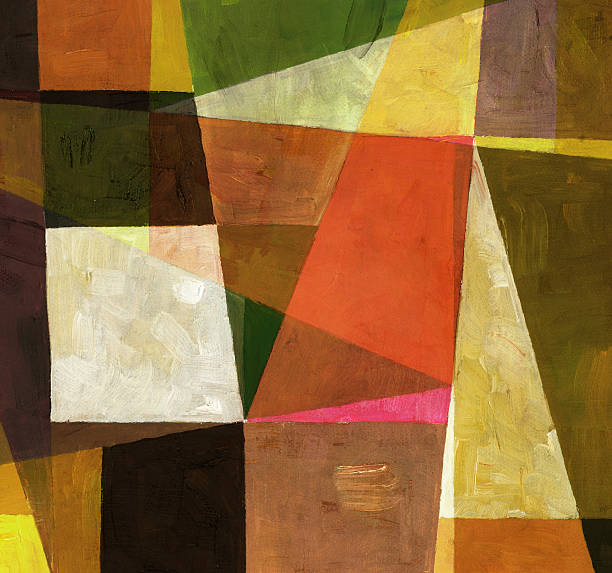 Warm toned geometric abstract painting