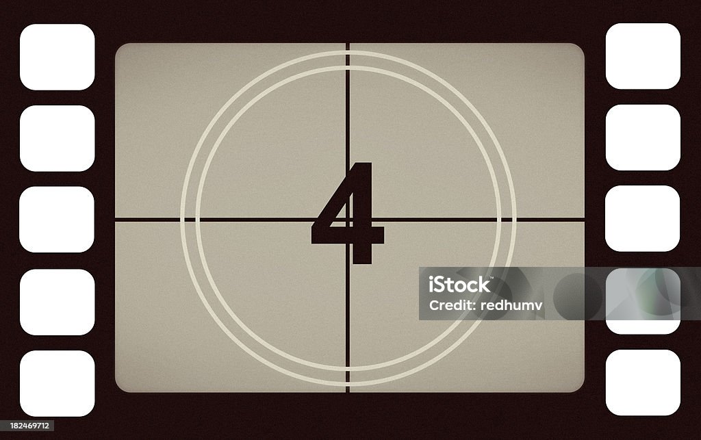Vintage Film Leader Count Number 4 Four A stock photo of a movie leader countdown number 4 Four with noisy retro vintage treatment. Arts Culture and Entertainment Stock Photo