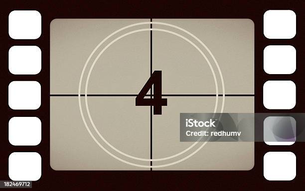 Vintage Film Leader Count Number 4 Four Stock Photo - Download Image Now - Arts Culture and Entertainment, Backgrounds, Camera Film