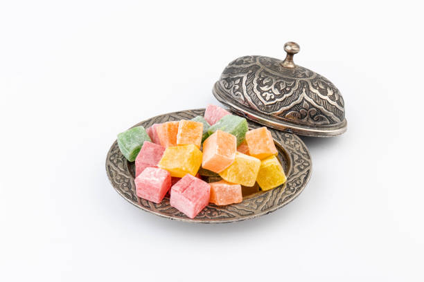 istock Turkish delight on authentic plate isolated on white background 1824702810