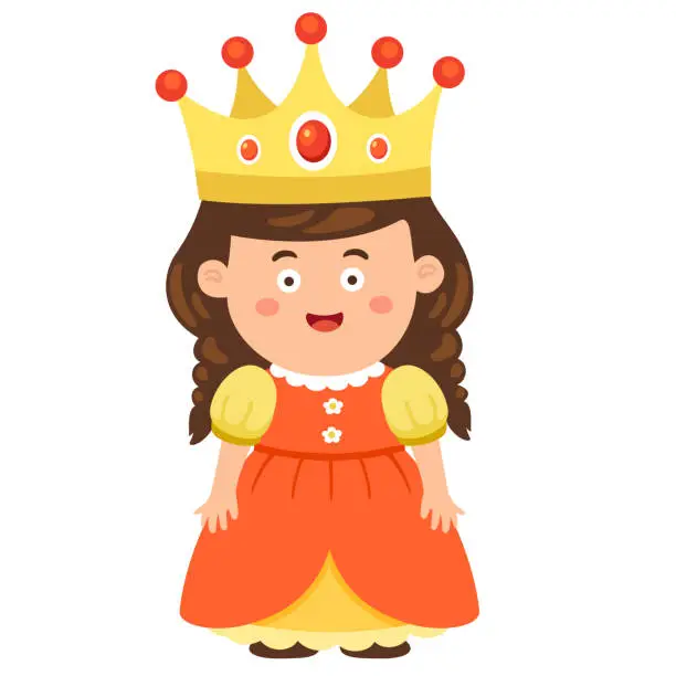 Vector illustration of illustration of cute children characters with queen costume white on background vector