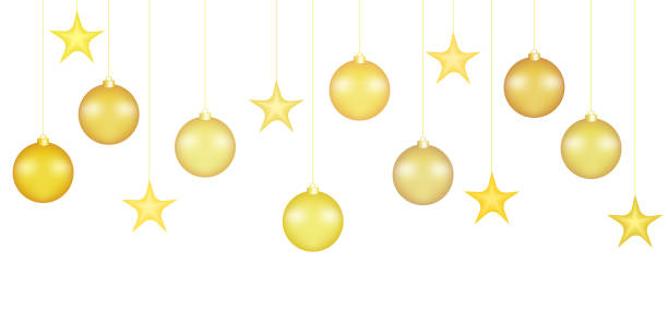 istock Set of hanging golden Christmas balls on a white background. Festive vector New Year decoration 1824710706