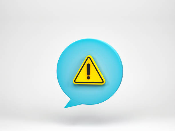 istock 3D rendering, 3D illustration. Warning sign icon in speech bubble chat isolated on white background. exclamation mark symbol 1824714001