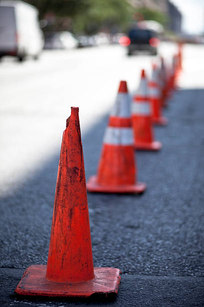 istock Road cones and cars 182471611