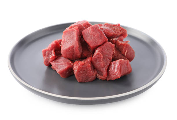 istock Pieces of raw beef meat isolated on white 1824718037
