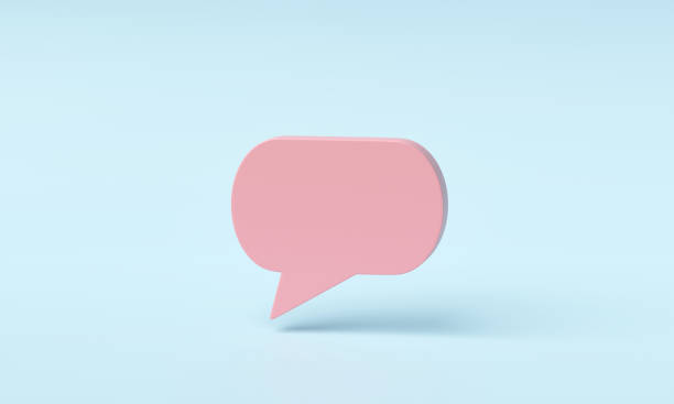 istock 3D render, 3D illustration. Blank speech bubble talk icon or comment sign symbol on blue background. 1824718594