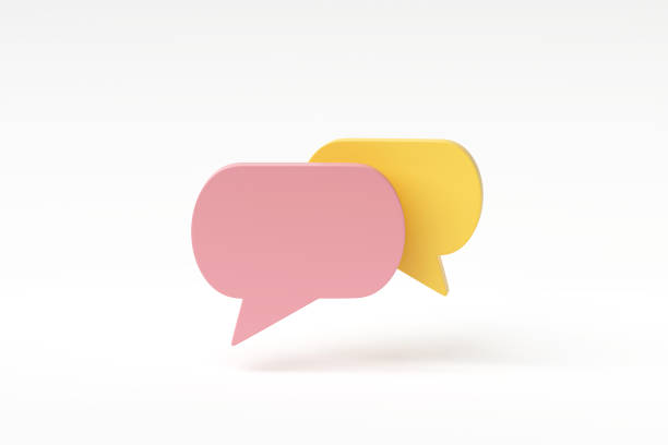 istock 3D render, 3D illustration. Blank speech bubble talk icon or comment sign symbol on white background. 1824718602