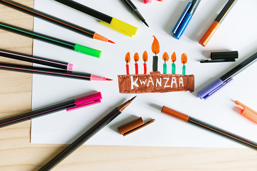 A drawing for Kwanzaa with candles
