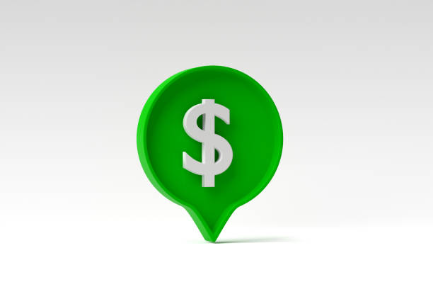 istock Dollar sign inside of a green pin on white background. Minimal concept. 3D rendering, 3D illustration. 1824722581