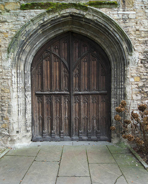 istock Old wooden church door 182472436