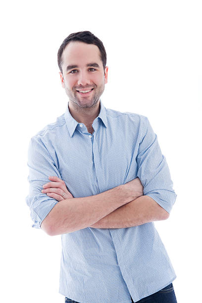 istock Attractive Man with Crossed Arms Isolated on White 182472552