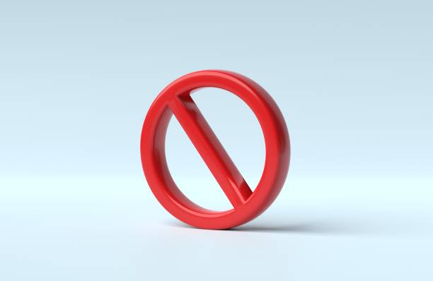 istock Stop sign prohibition or forbidden icon on blue pastel background. 3D render, 3D illustration. 1824725871
