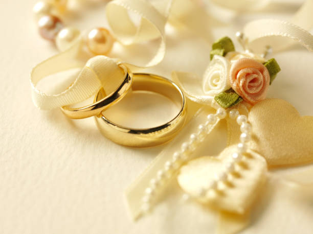 istock Two Wedding Rings with Pearls and Hearts 182473453