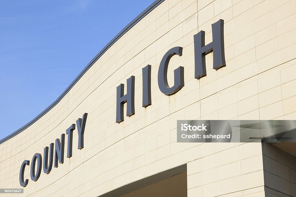 County high sign Curvy sign for county high school with copy space Building Exterior Stock Photo