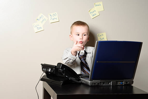 istock Frustated little business boy 182474244