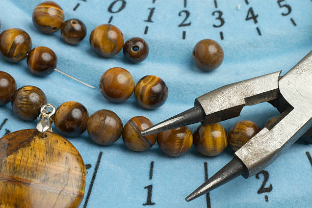 istock Jewelry Making (Necklace) Close-up With Beads, Wire & Tools 182474272
