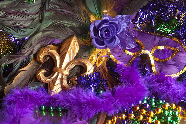 Mask with a Feather Boa Mardi Gras background with feather boa Boa stock pictures, royalty-free photos & images