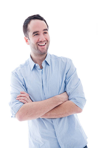 istock Attractive Man with Crossed Arms Isolated on White 182475449