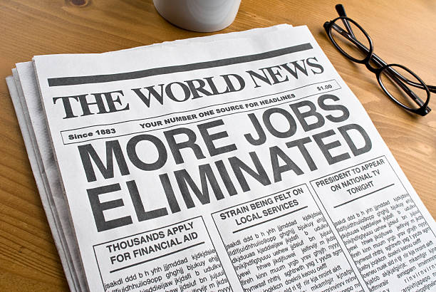 istock Newspaper showcasing unemployment headlines 182476173