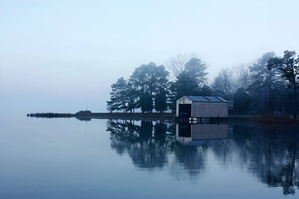 istock Boathouse in the Fog 182476358