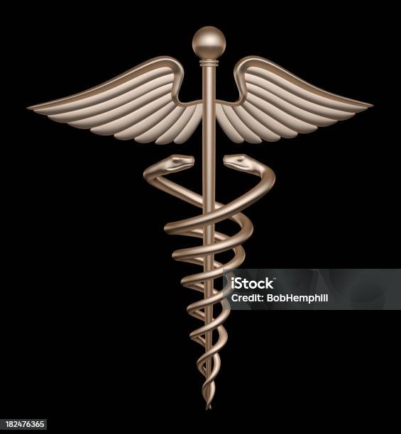 Caduceu Médico Símbolo - Fotografias de stock e mais imagens de Caduceu - Caduceu, Asa de animal, Aço