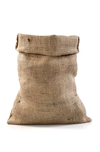 Burlap sack on white background