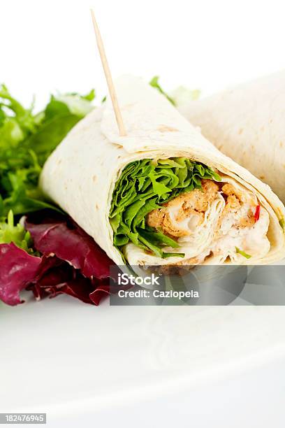 Pellicola Insalata Di Pollo Sandwich - Fotografie stock e altre immagini di Alimentazione sana - Alimentazione sana, Arrosto - Cibo cotto, Bianco