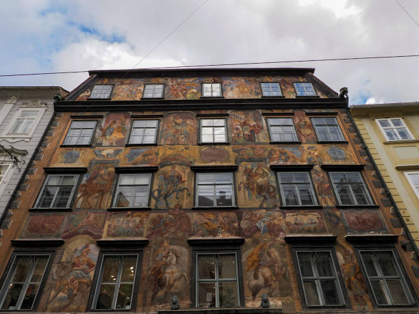 Historical Centre buildings Graz Austria in winter season