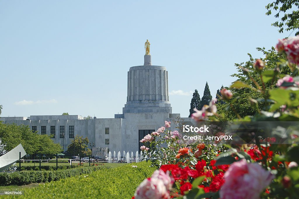 Roses and Capitol Oregon state capitol building and rose garden. Oregon - US State Stock Photo