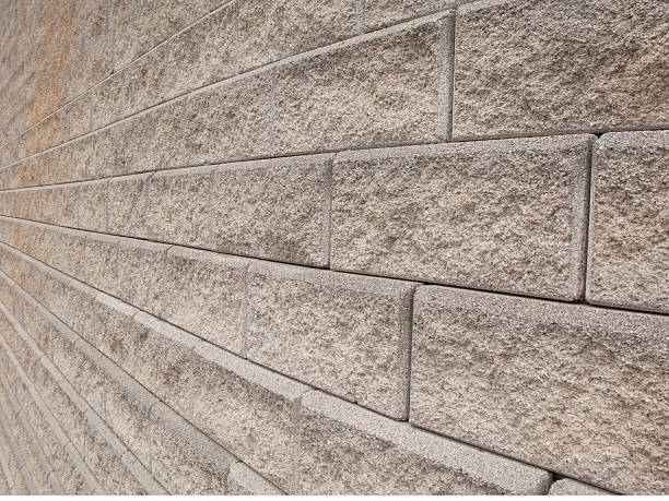 istock Horizontal image of a huge brick block retaining wall. 182477437