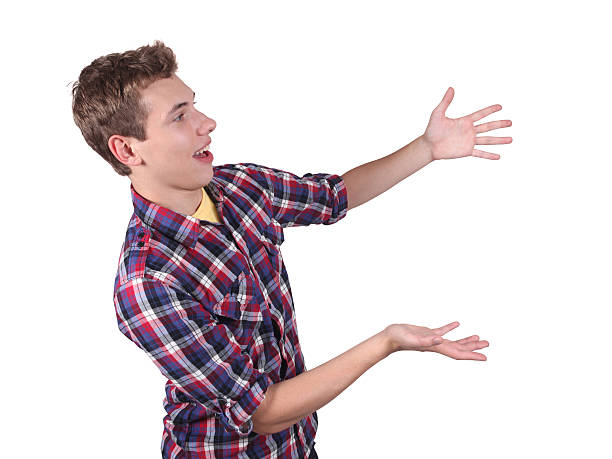 istock Casual male arms open greeting 182477482