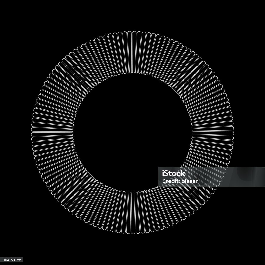 Spaced Line Shape Abstract Circular Shape With Radiating Lines On Black Stock ...