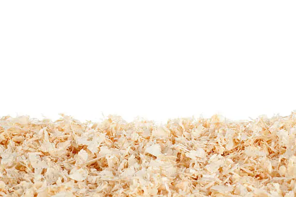 Wood chips isolated on pure white.See also: