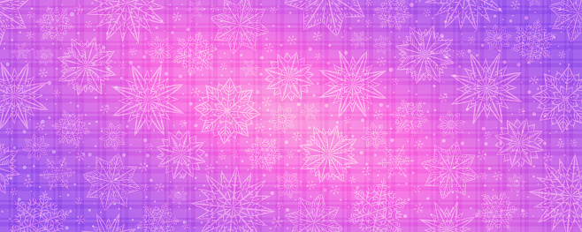 Pink Christmas checkered banner with snowflakes. Merry Christmas and Happy New Year greeting banner. Horizontal new year background, headers, posters, cards, website. Vector illustration