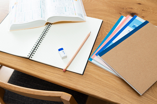 Notebook opened on the table.