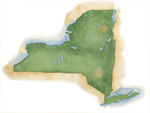 Watercolor Map of New York vector art illustration