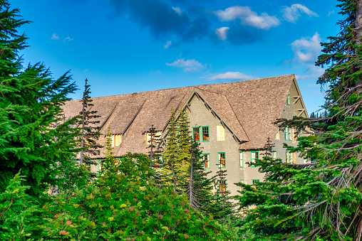 Amazing view of Hotel in Mount Rainier National Park in summer season, Washington - USA